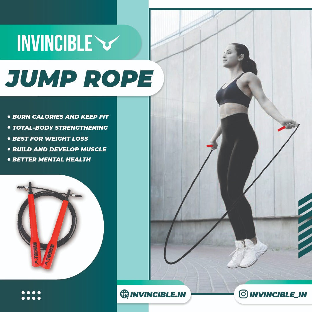Invincible Jump Rope for Women and Men, Adjustable Steel Skipping Rope for Fitness Workout and Home Exercise