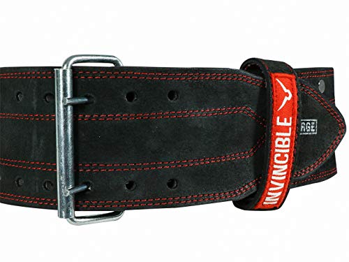 Invincible Heavy Duty Leather Weight Lifting Gym Belt for Heavy Workout for Men & Women 4"