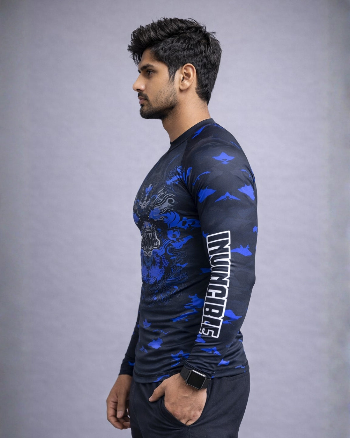 Invincible Men's Full Sleeves Dragon Rash Guard