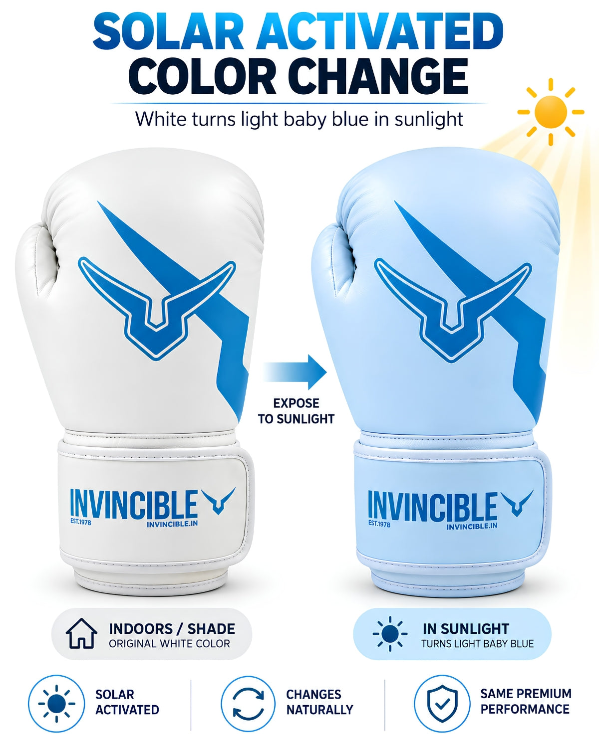Invincible Solar Activated Amateur Training Boxing Gloves
