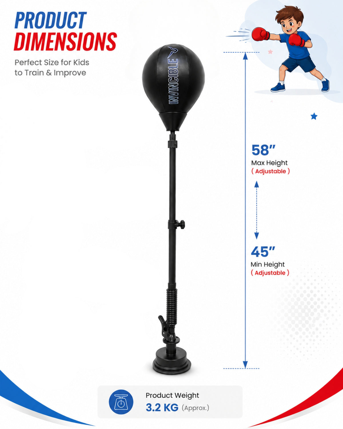 INVINCIBLE KIDS STANDING REFLEX BOXING KIT