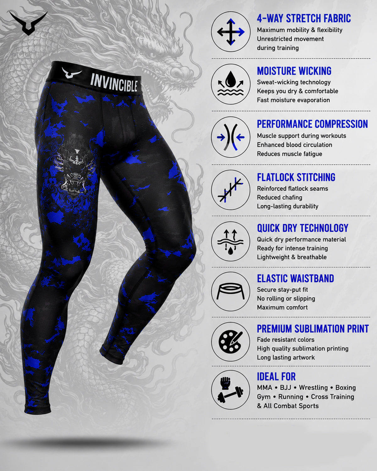 Invincible Men's Dragon Tight Leggings