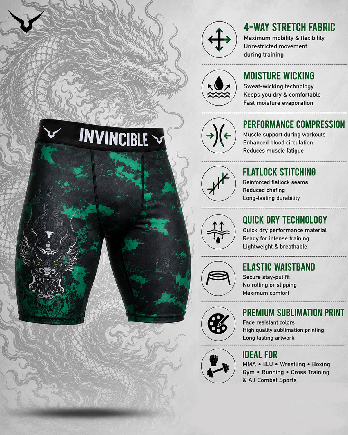 Invincible Men's Dragon Tight Shorts