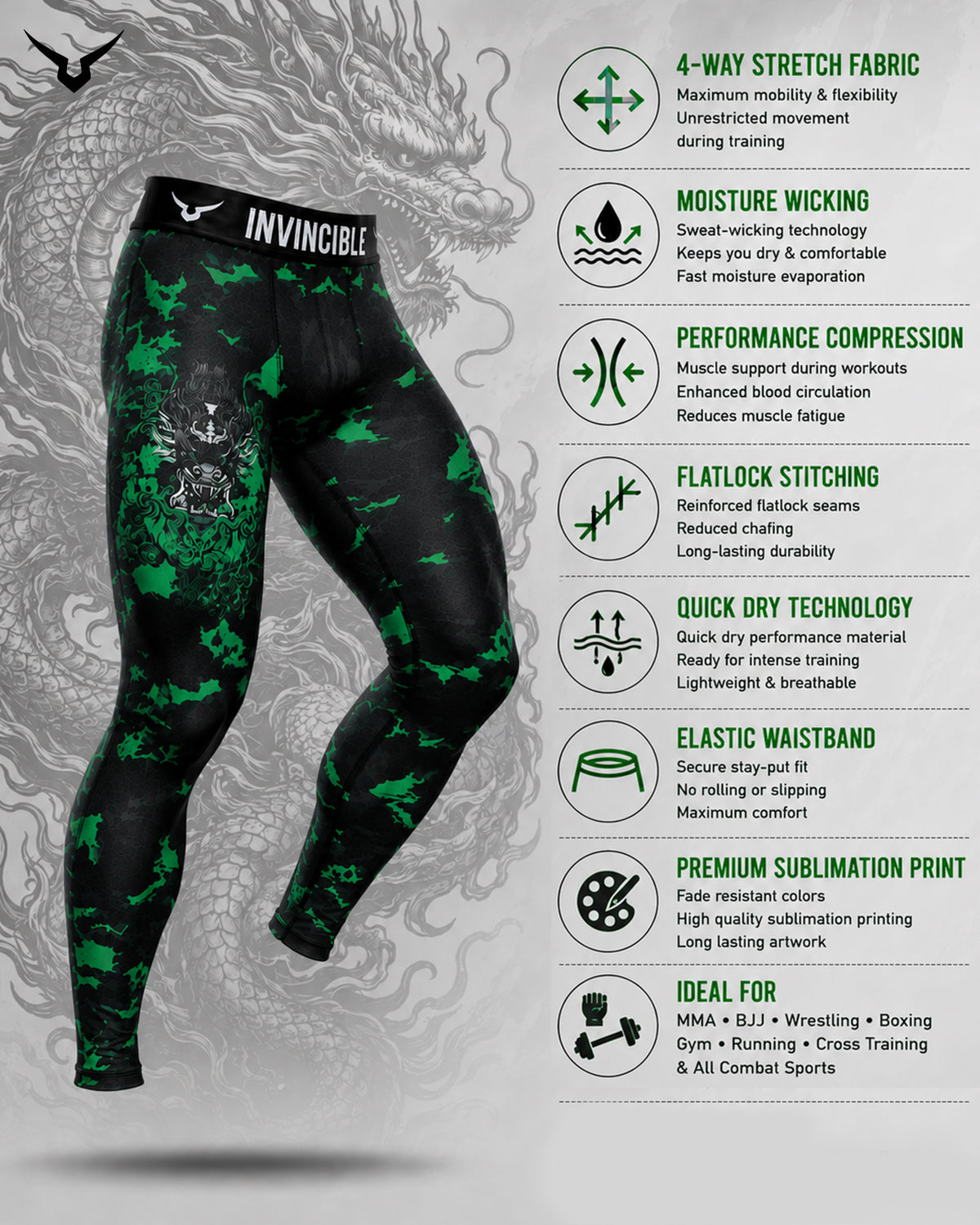 Invincible Men's Dragon Tight Leggings