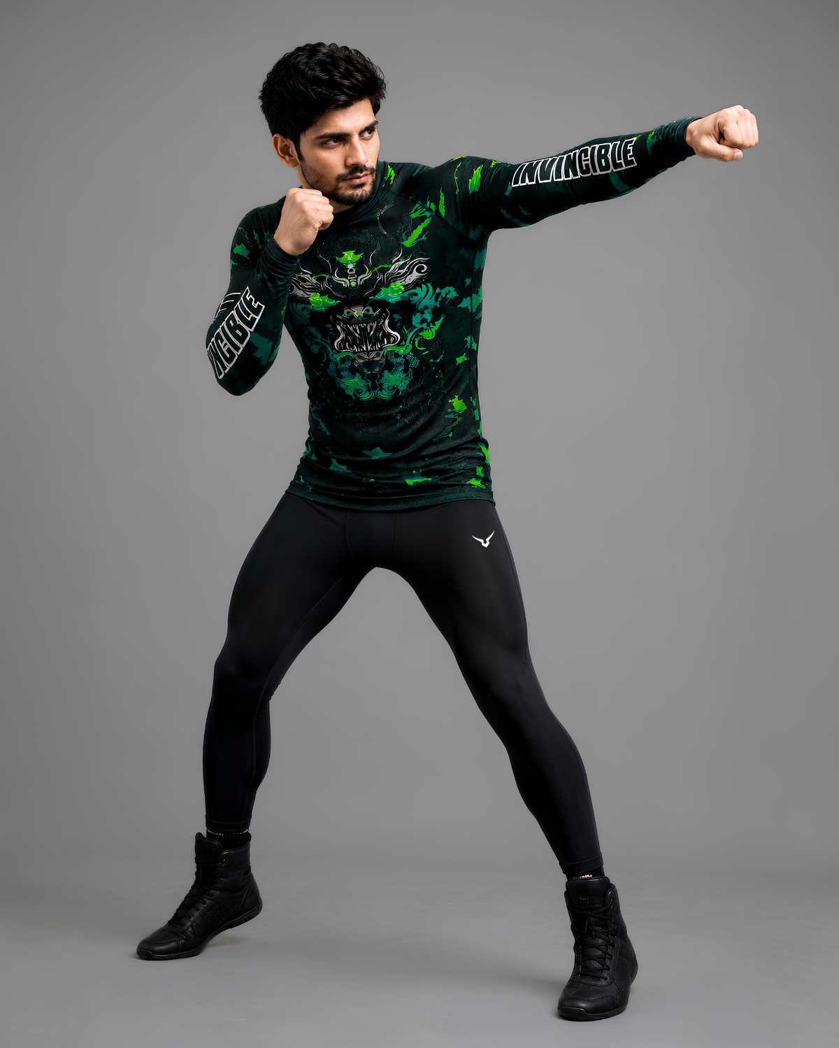 Invincible Men's Full Sleeves Dragon Rash Guard