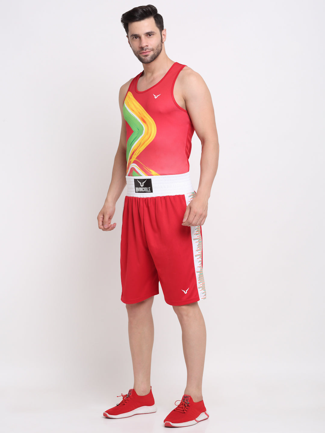Invincible Men's Competition Boxing Set - Boxing Uniform Short & Vest Set Light Weight Sports Dress Boxing Suit
