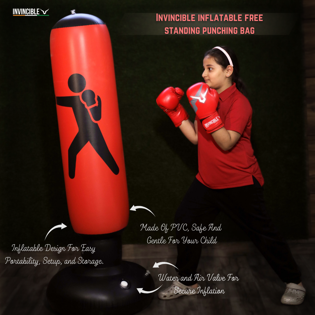 Invincible Inflatable Punching Bag Free Standing Boxing Kids Fitness Training