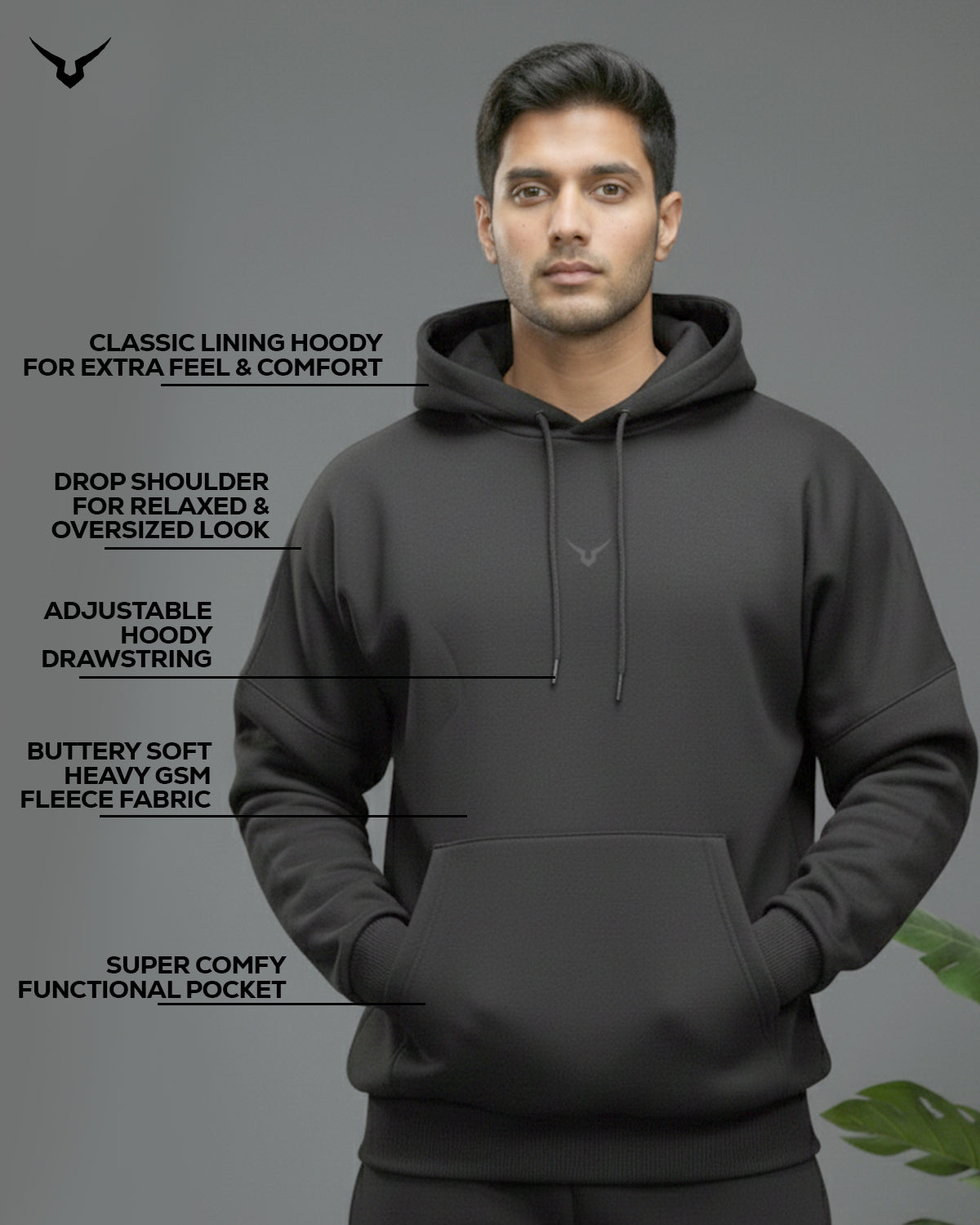 Invincible Men's Drop Shoulder Fleece Hoody