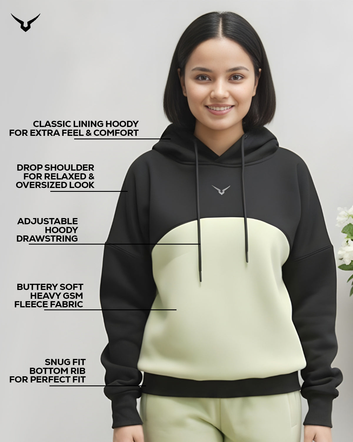 Invincible Women's Color Block Fleece Hoody