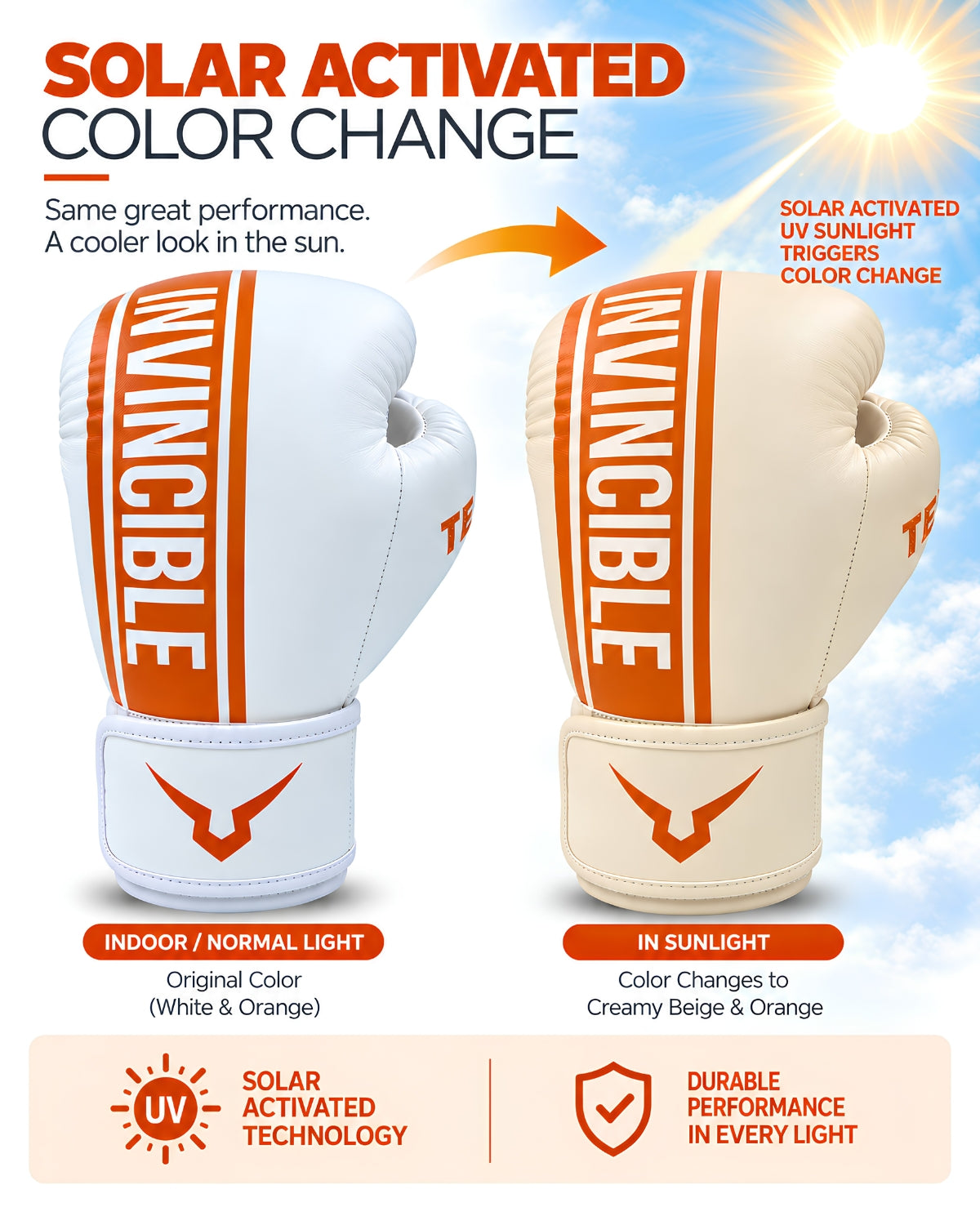 Invincible Solar Activated Tejas Training Boxing Gloves