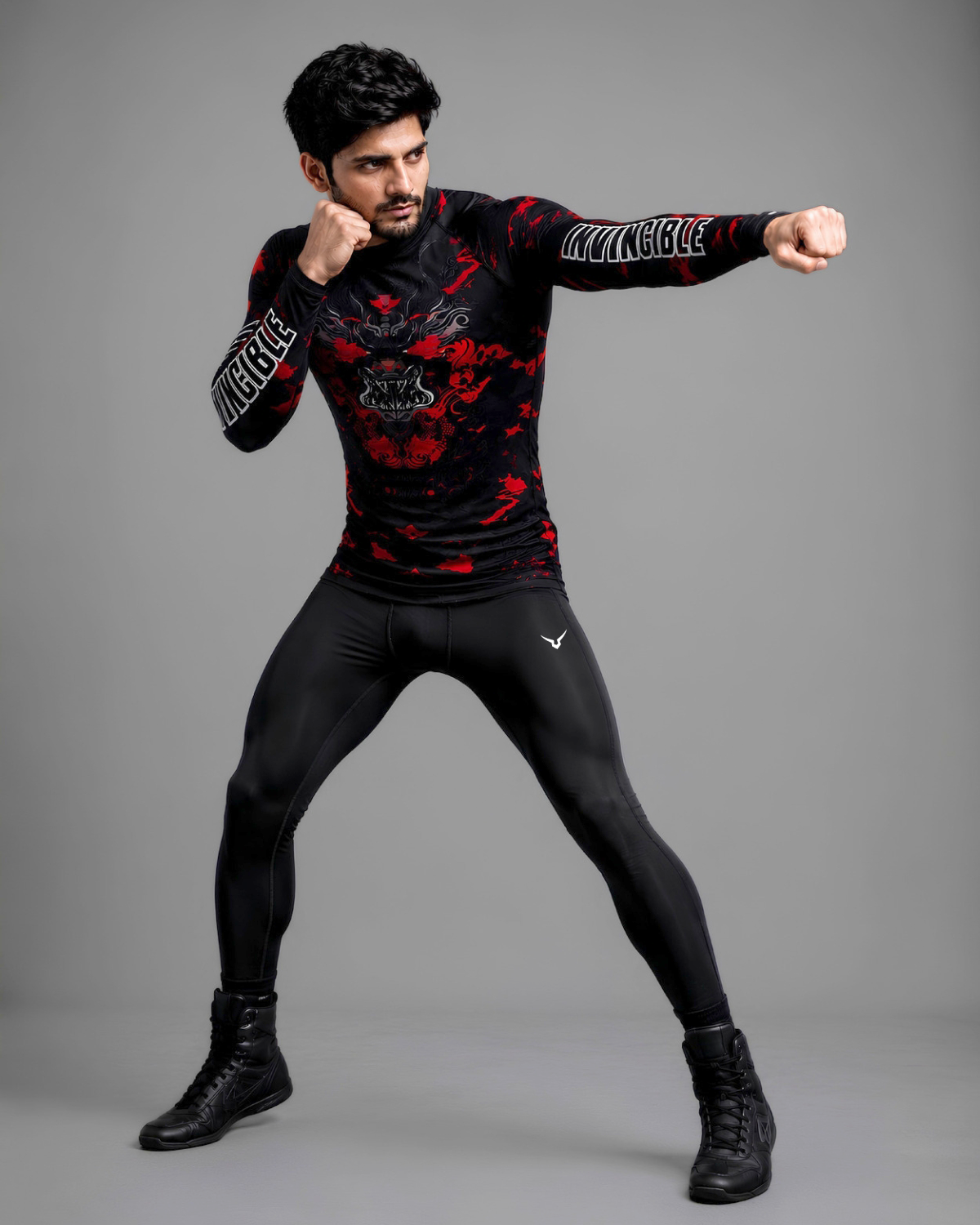 Invincible Men's Full Sleeves Dragon Rash Guard