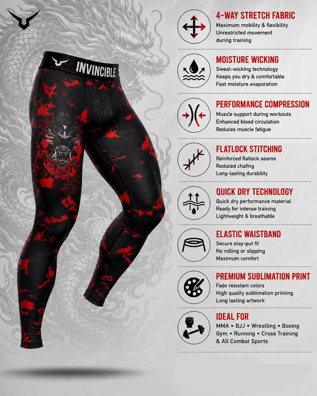 Invincible Men's Dragon Tight Leggings