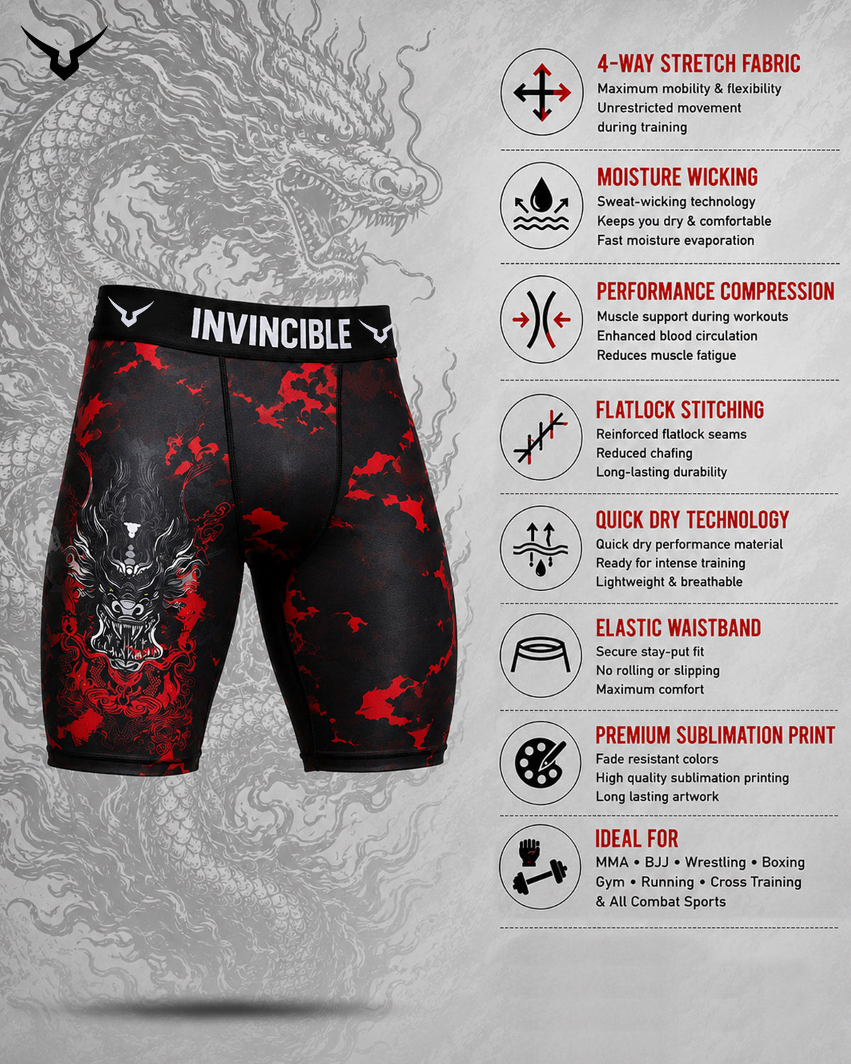 Invincible Men's Dragon Tight Shorts