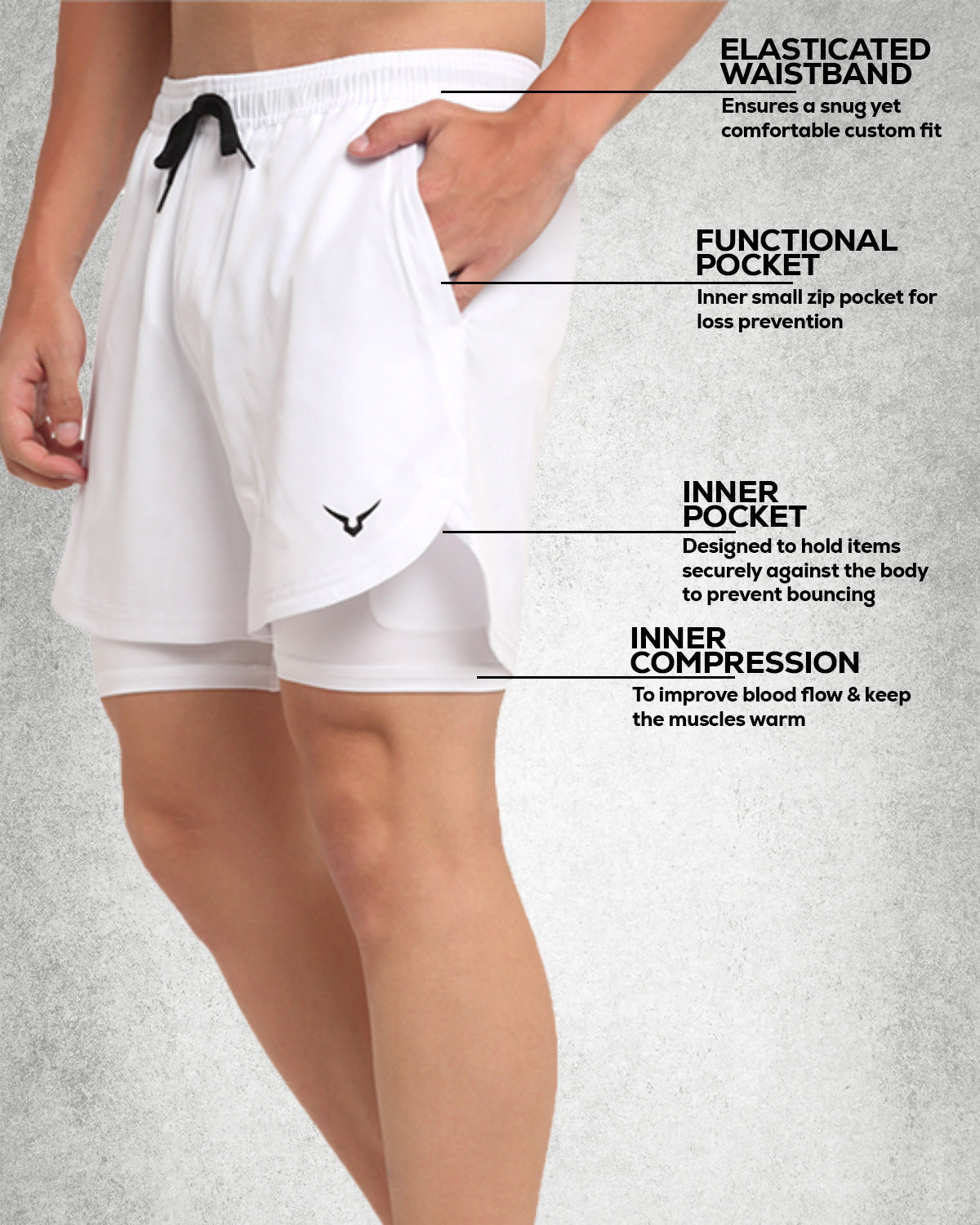 Invincible Men's Double Layered Shorts