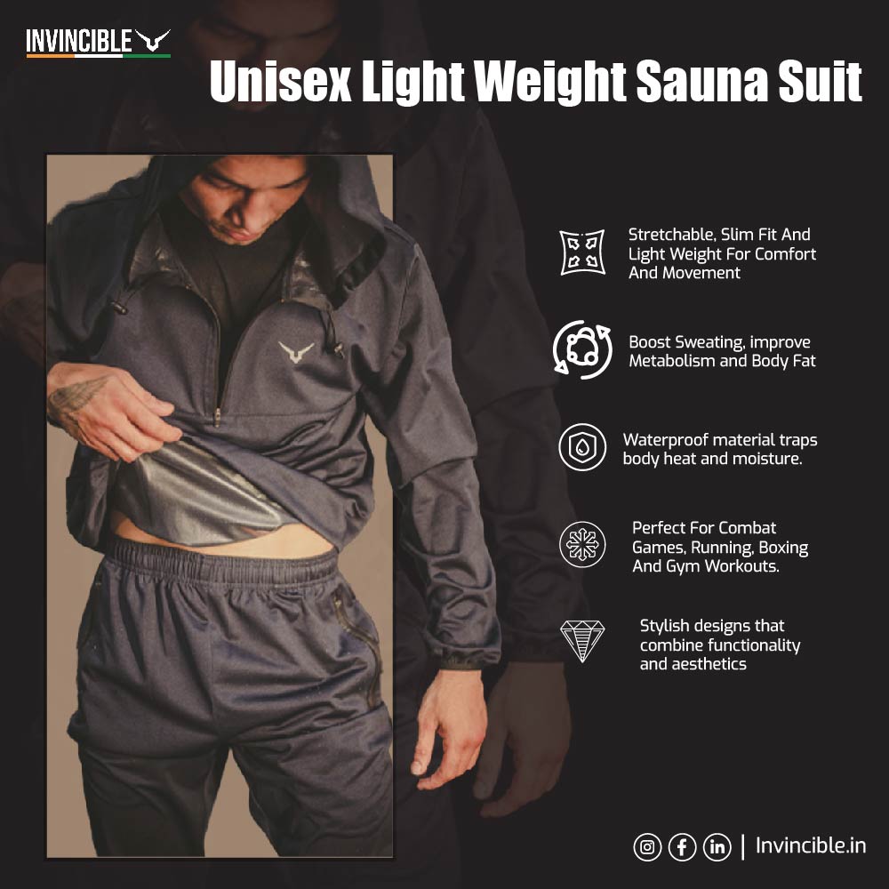 Invincible Unisex Light Weight Lined Warm Up Sauna Suit