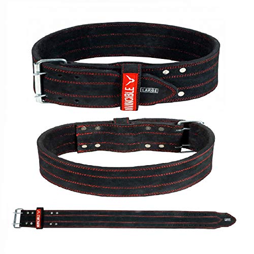 Invincible Heavy Duty Leather Weight Lifting Gym Belt for Heavy Workout for Men & Women 4"