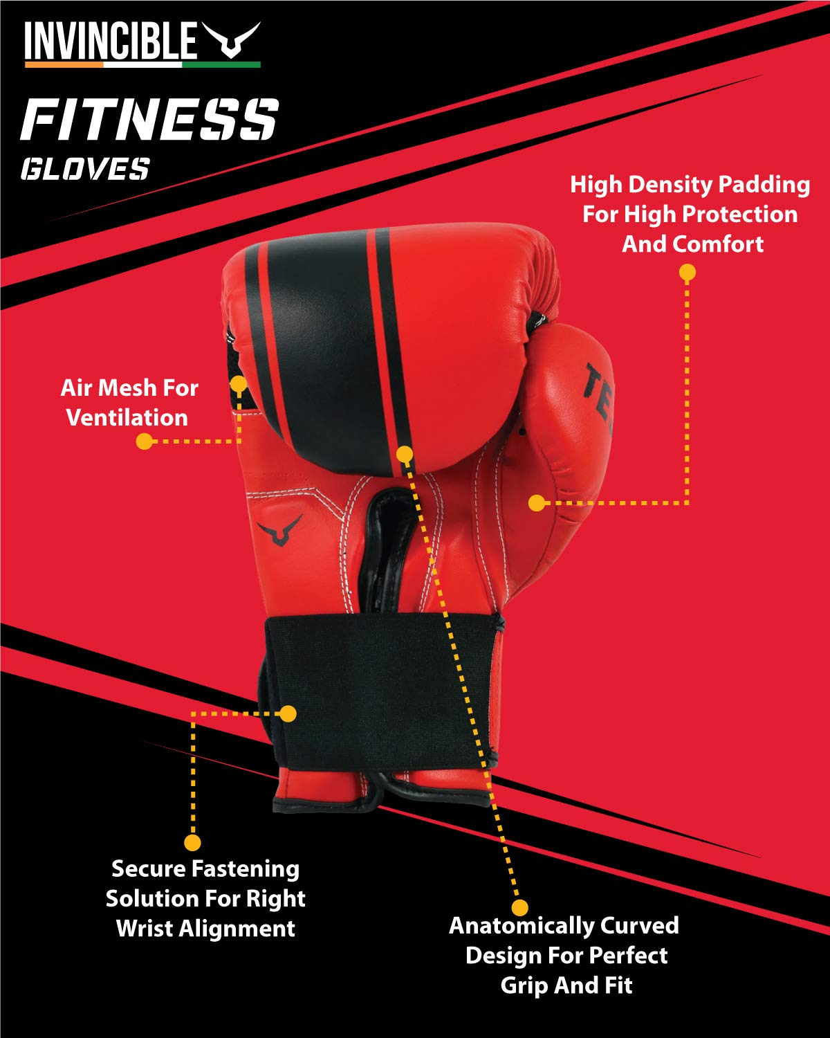 Invincible Tejas Fitness Training Synthetic Leather Boxing Gloves