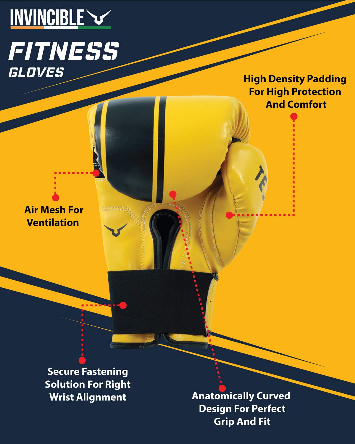 Invincible Tejas Fitness Training Synthetic Leather Boxing Gloves