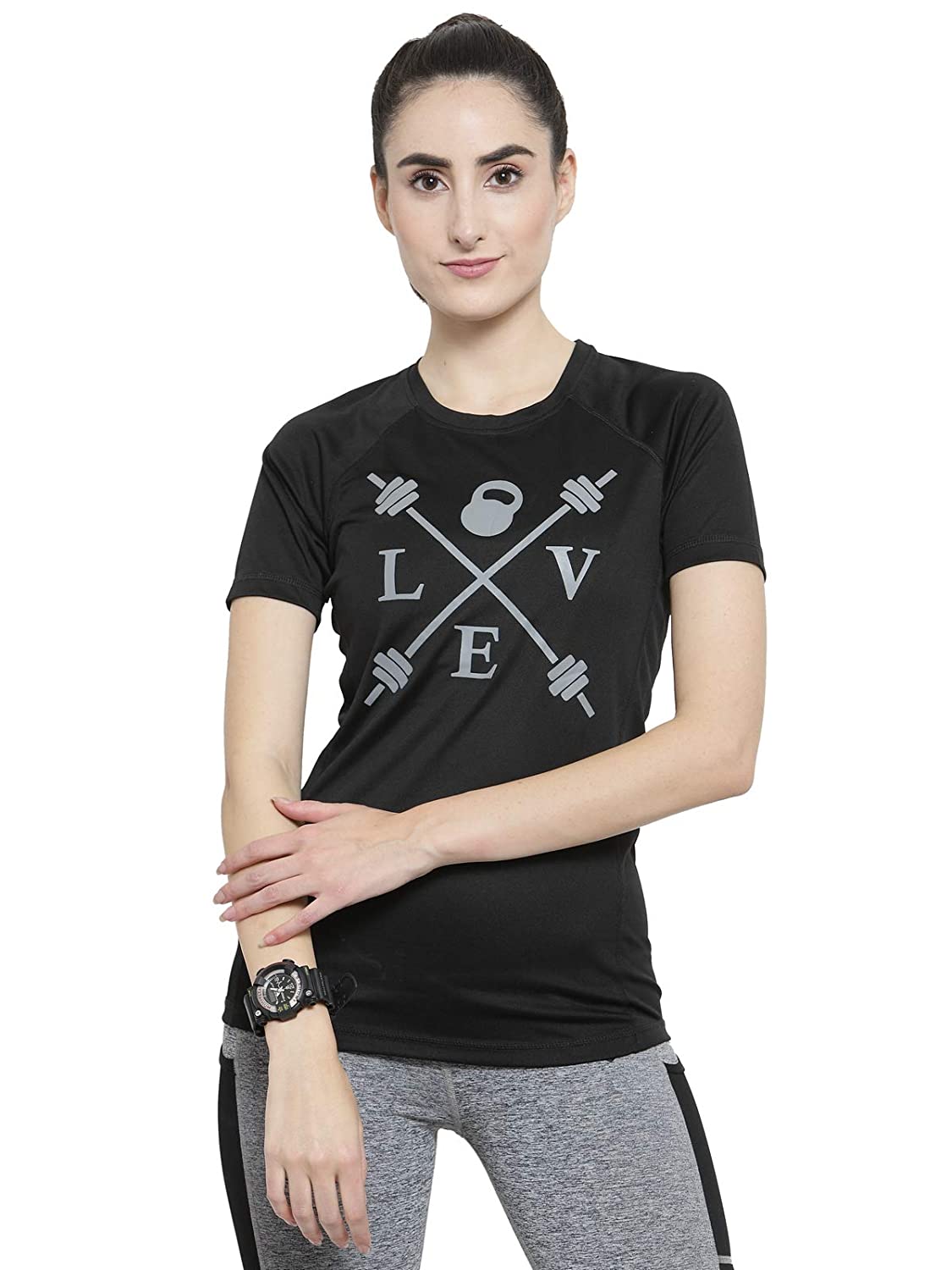 Invincible Women’s Gym Love Round Neck Workout T-Shirt