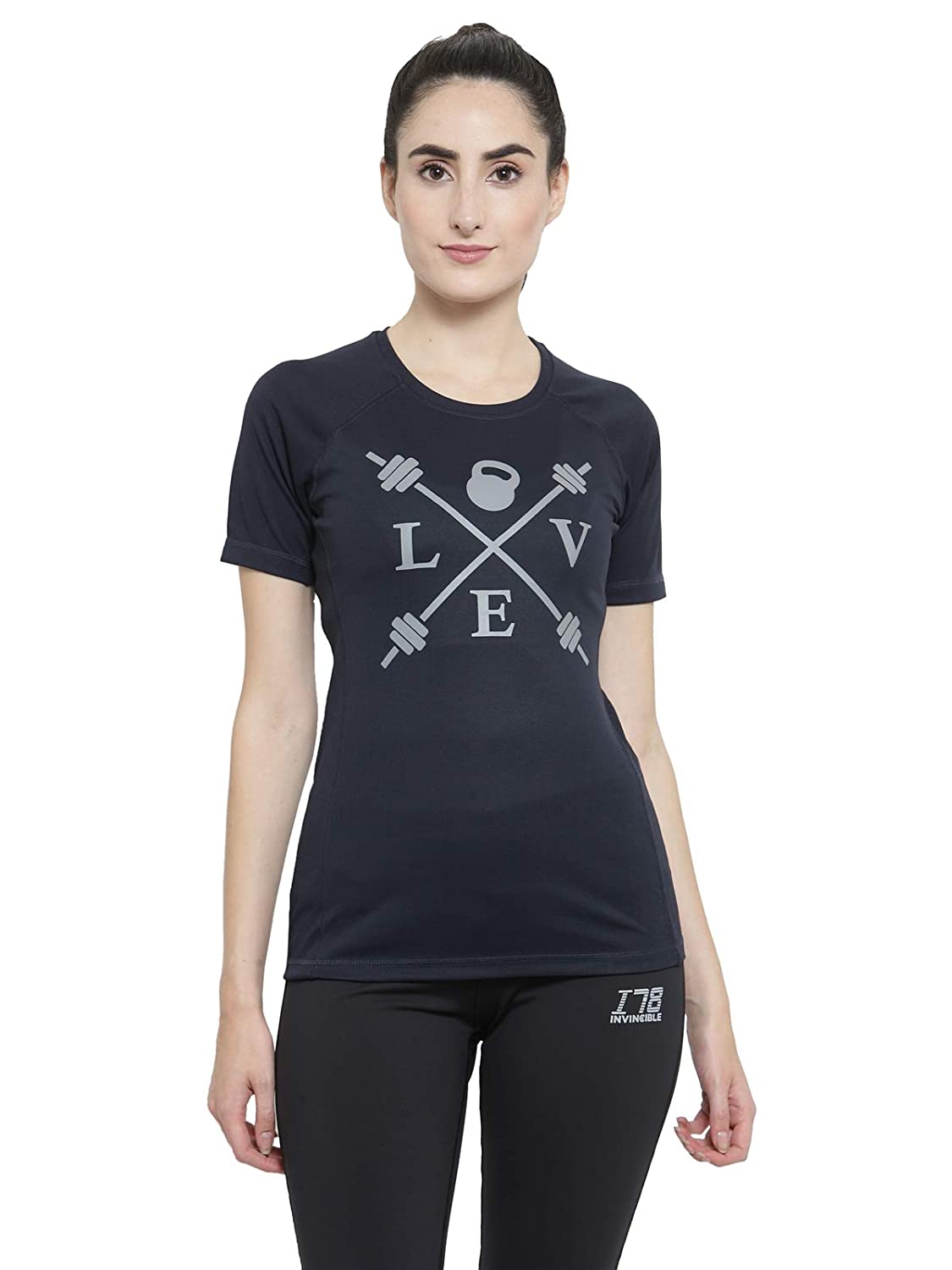 Invincible Women s Gym Love Round Neck Workout T Shirt