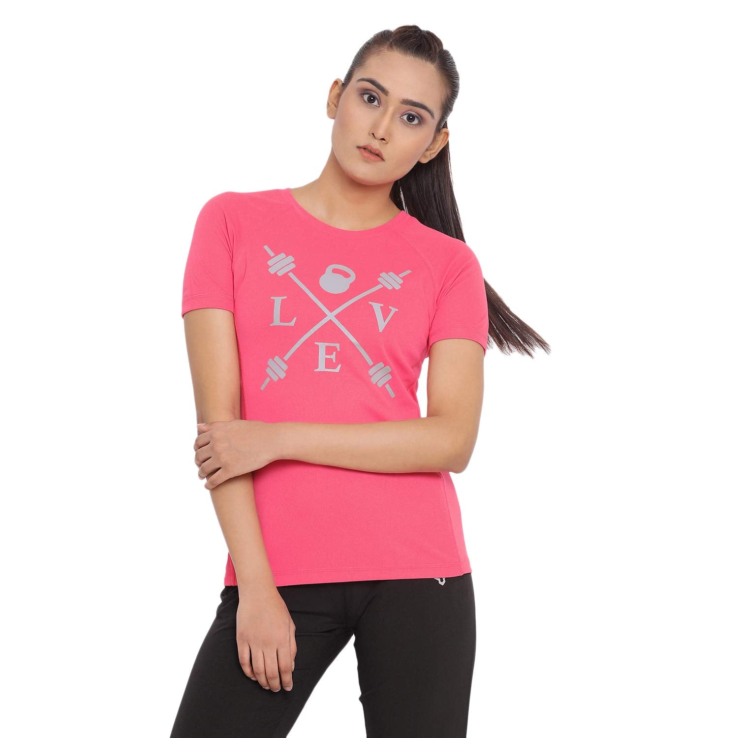 Invincible Women’s Gym Love Round Neck Workout T-Shirt