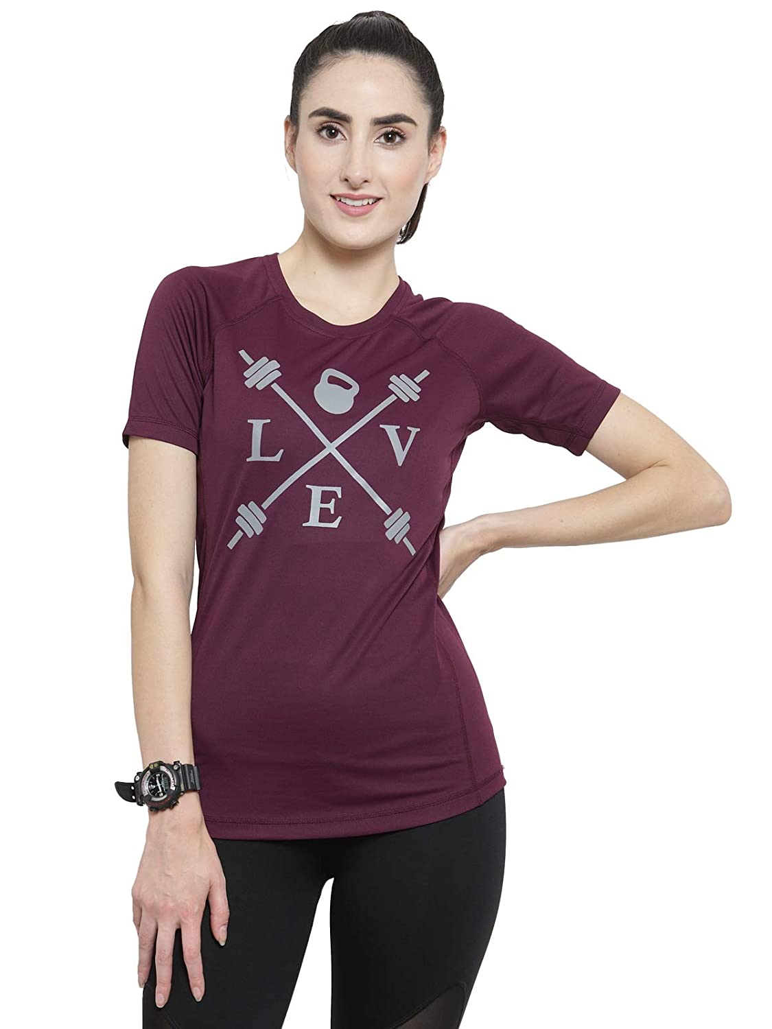 Invincible Women’s Gym Love Round Neck Workout T-Shirt