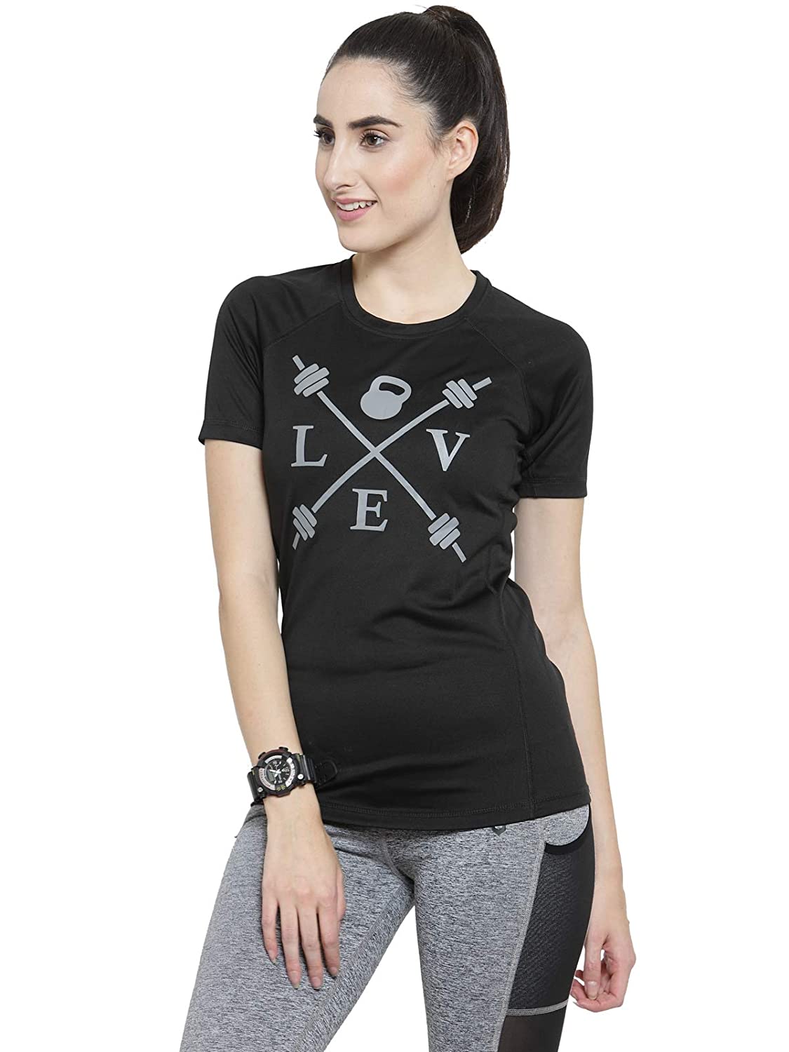 Invincible Women’s Gym Love Round Neck Workout T-Shirt
