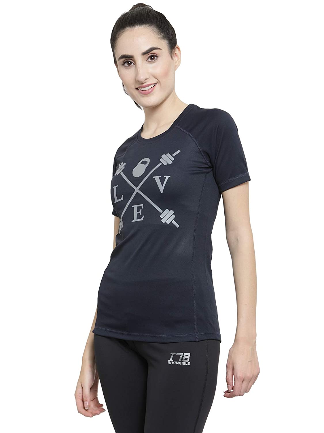 Invincible Women’s Gym Love Round Neck Workout T-Shirt