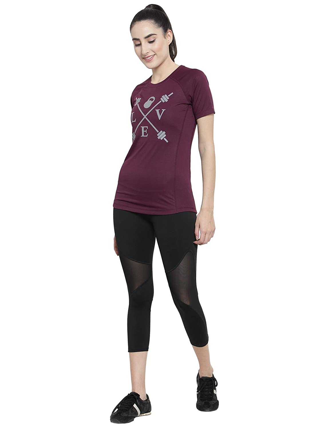 Invincible Women s Gym Love Round Neck Workout T Shirt