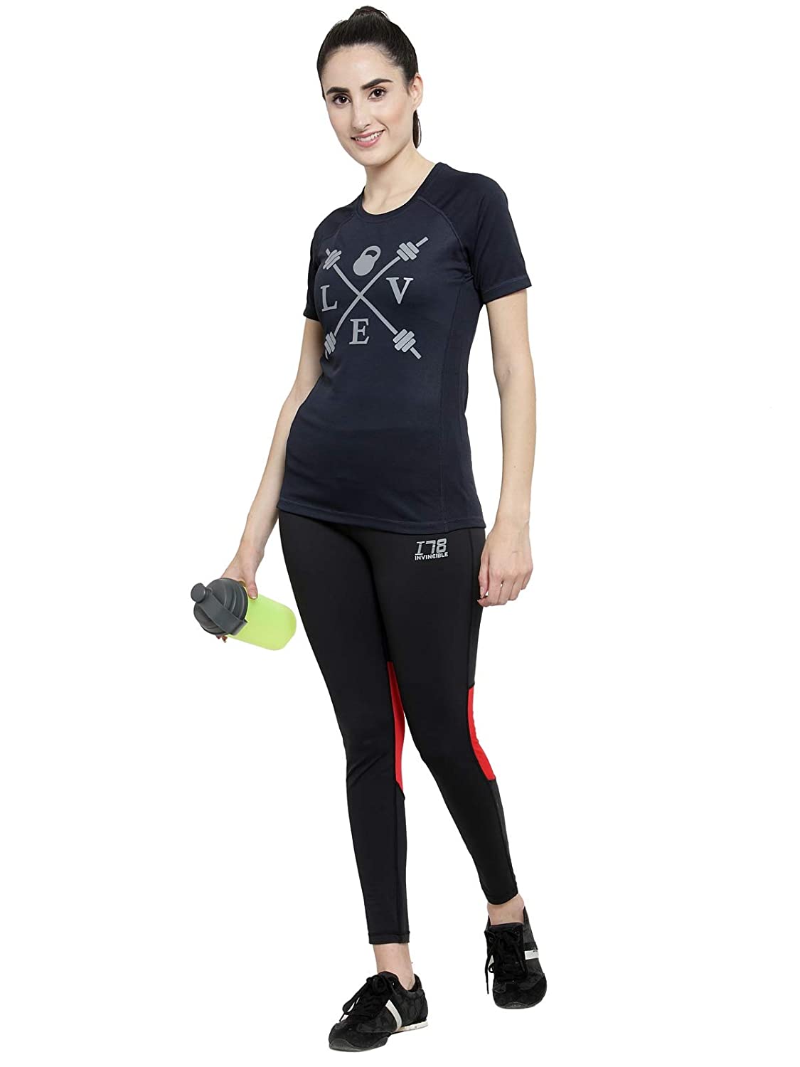 Invincible Women’s Gym Love Round Neck Workout T-Shirt