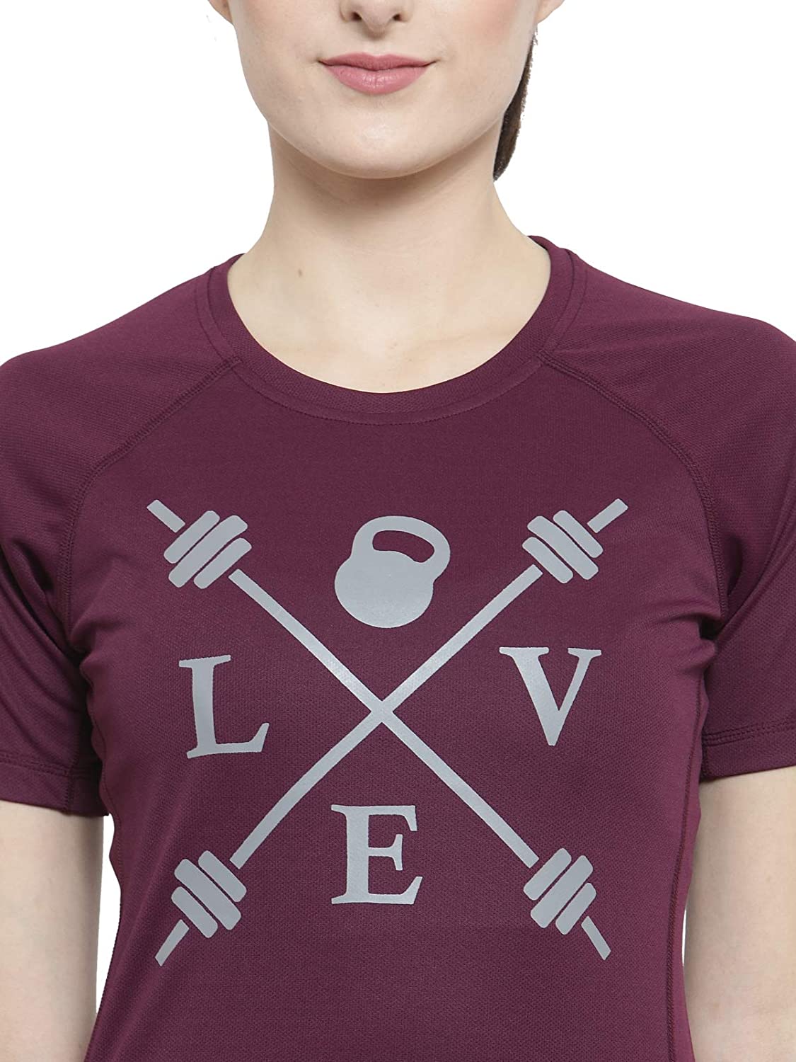 Invincible Women’s Gym Love Round Neck Workout T-Shirt